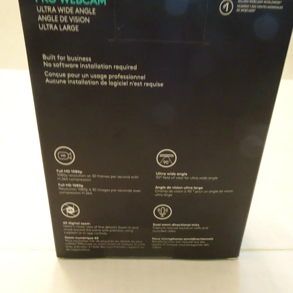 Webcam - Logitech - Pro Webcam Full HD 1080 for Laptops - Black - 960-001070-New